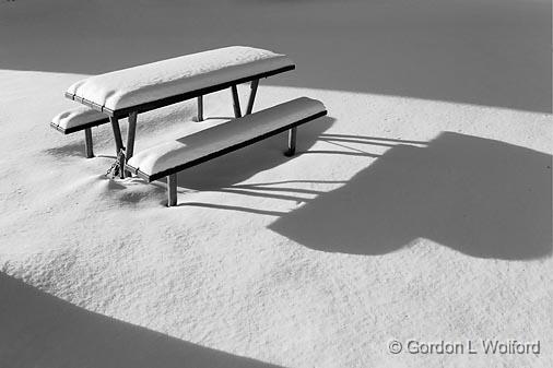 Snowy Picnic Table_11850BW.jpg - Photographed at Manotik, Ontario, Canada.